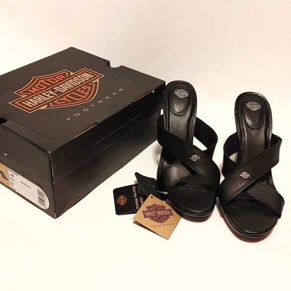 Harley-Davidson Shoes - Harley-Davidson® Women's Shawna 4-Inch Black Slide Sandals Women's size 9 HARLEY